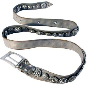 SAND CASTLE Vintage Silver Medallion/Concho/Button Belt Sz M/L (31"-37")